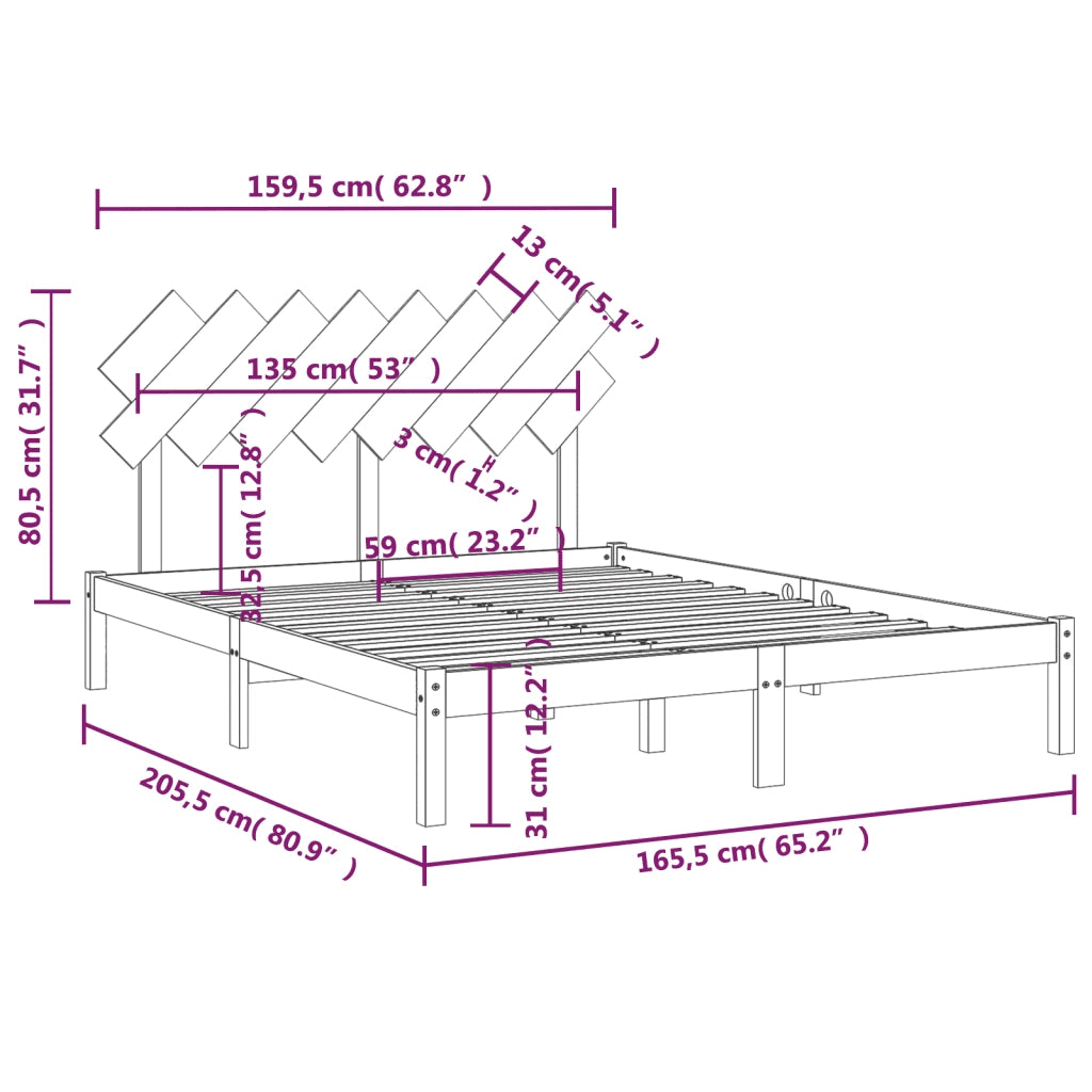 Giroletto-Struttura Letto Bianco 160x200 cm in Legno Massello 113522