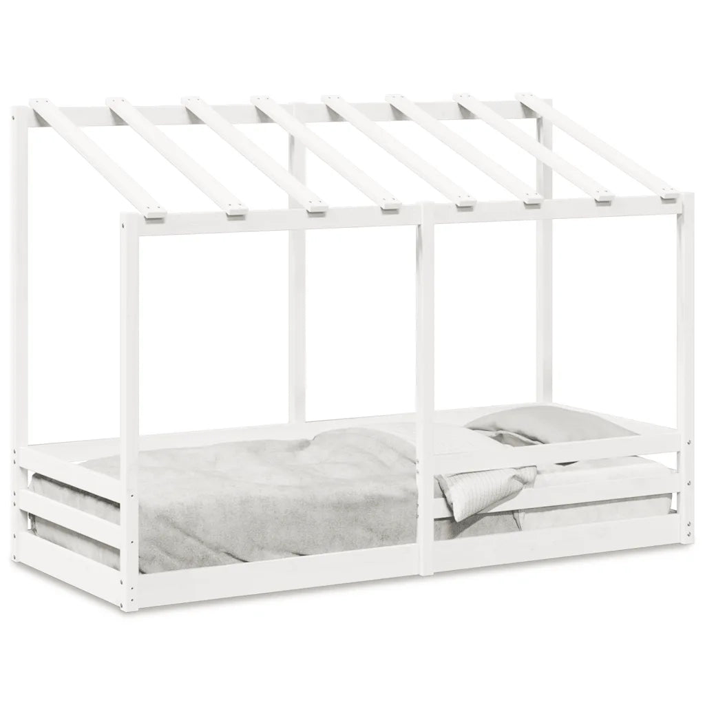 vidaXL Letto per Bambini con Tetto Bianco 75x190cm Legno Massello Pino