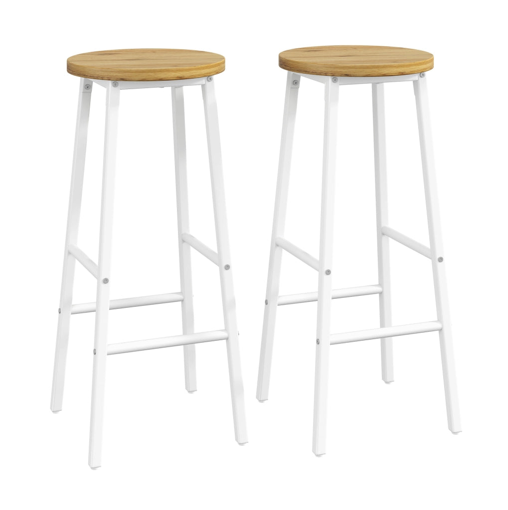 Set tavolo bar con contenitore e 2 sgabelli, bianco e effetto legno