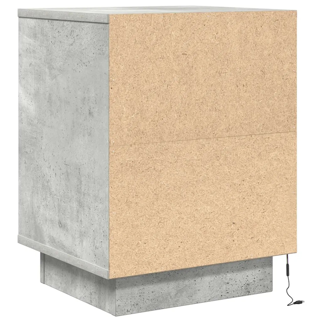 vidaXL Comodino con Luci LED Grigio Cemento 38x34x50 cm