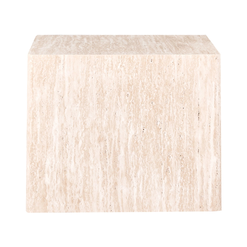 Set di 2 tavolini da salotto con piano in MDF effetto travertino quadrati per salotti di piccole e medie dimensioni