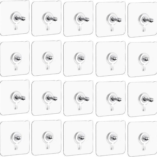 Spille per chiodi adesivi - 20 pezzi senza fori - trasparente - bagno cucina - fino a 10 kg - carico - stile 1 Spille per chiodi adesivi
