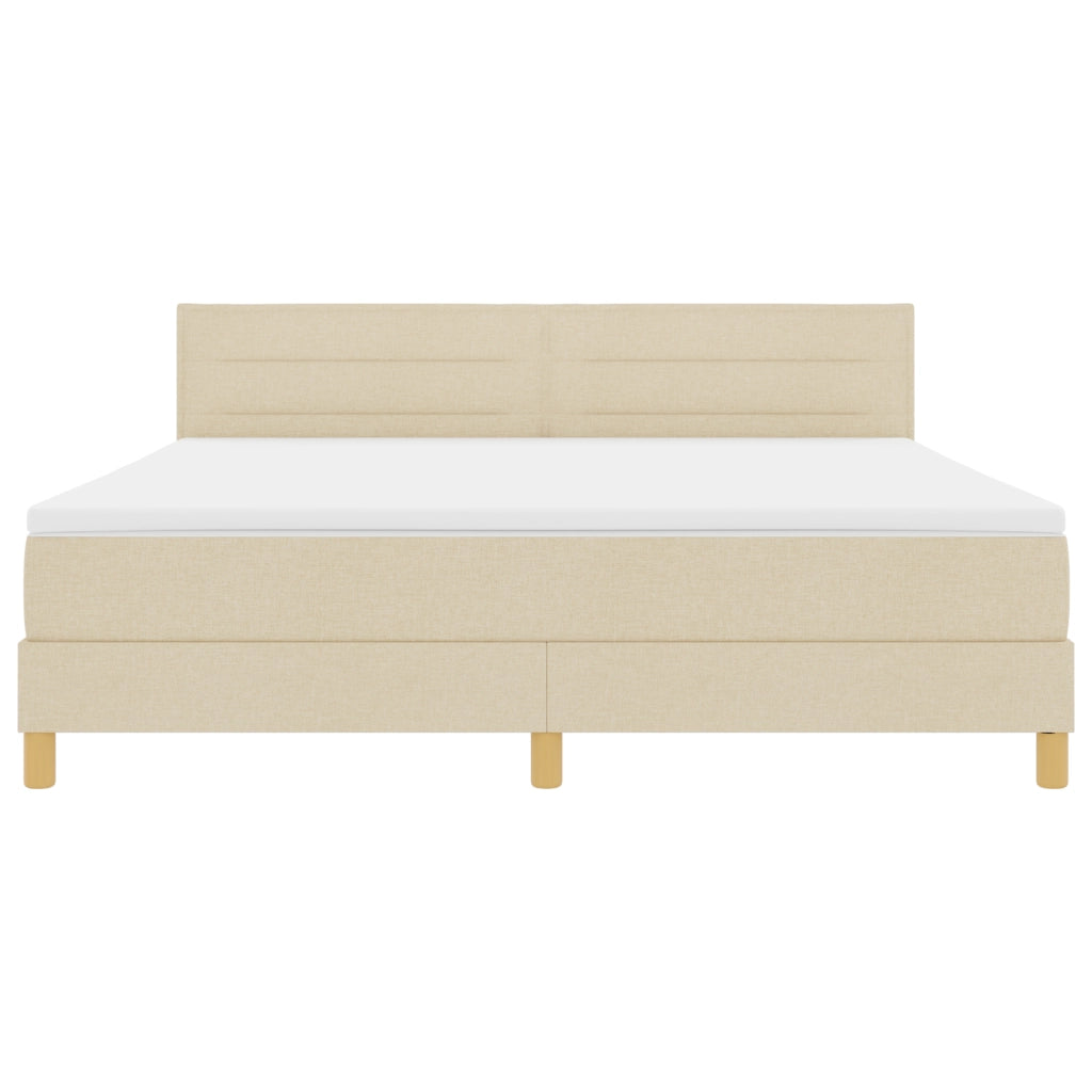Letto con Box Spring con Materasso & LED Panna 180x200 cm Tessuto