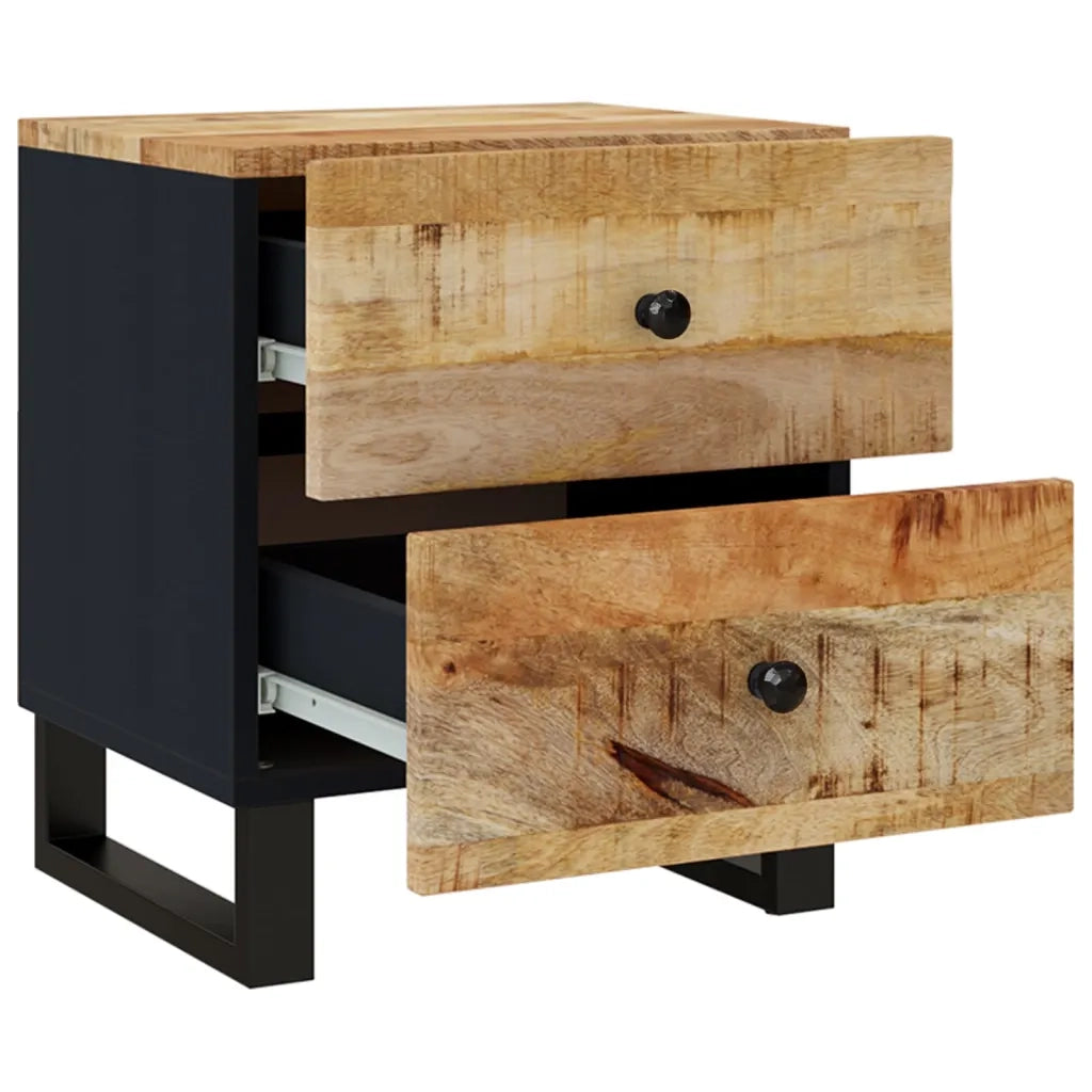 Set di 2 Comodini | Armadio da Notte | Mobiletto da notte 40x33x46 cm in Legno Massello di Mango