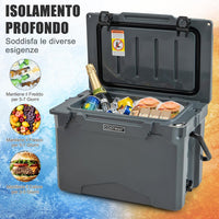Frigorifero Portatile da 21 Litri, Frigorifero da Campeggio con Portabicchieri Integrati, Regolo e Apribottiglie, Freddo Fino 5-7 Giorni, per Barbecue, Campeggio, Picnic, Pesca