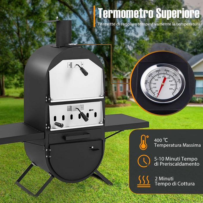 Forno per Pizza da Esterno, Forno a Legna per Pizza con Pietra per pizza, Pala per Pizza, Copertura in Tessuto Oxford Impermeabile, per Picnic, Festa e Campeggio