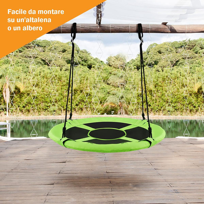 Altalena da Giardino a Nido, Altalena da Giardino per Bambini, con Telaio in Metallo, Regolabile in Altezza: 100-160 cm, Carico Fino a 150 kg (Verde)