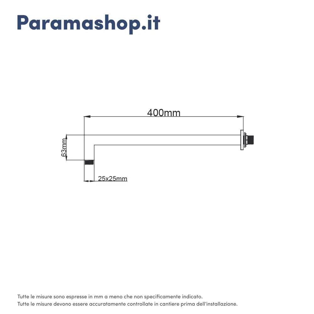 Braccio doccia a gomito in ottone nero opaco 40 cm