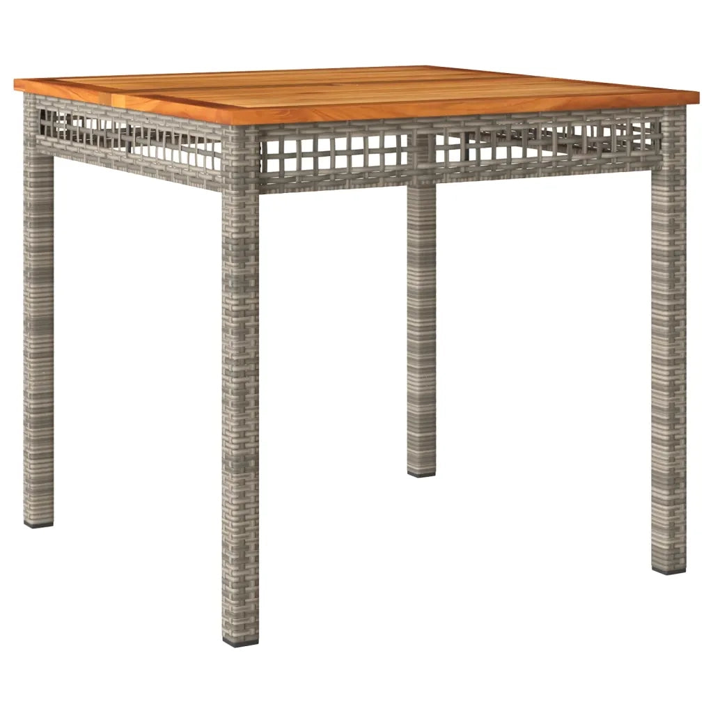 Tavolo da Giardino Grigio 80x80x75 cm Polyrattan e Legno Acacia 366274