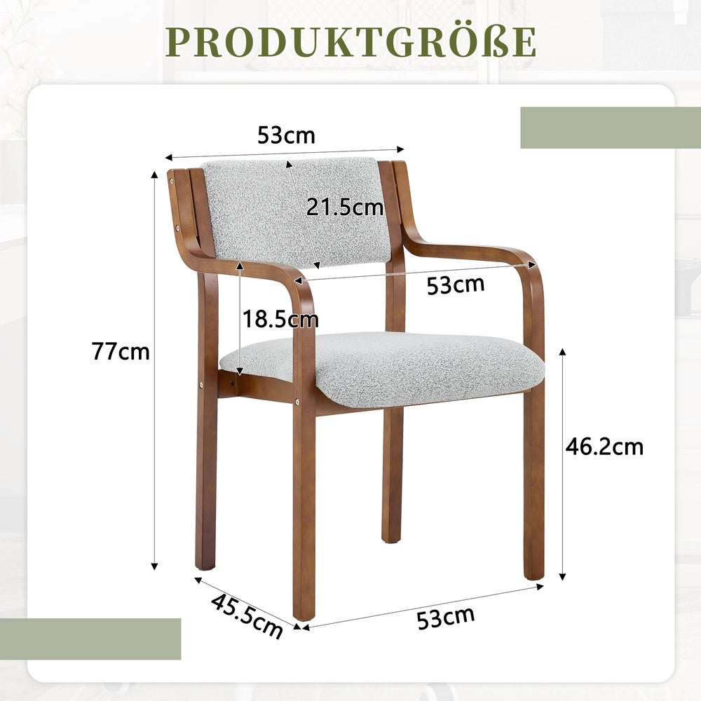 Set 2 Sedie da Pranzo con Braccioli ¨C MINIMAL ¨C Tessuto Teddy, Legno, Stile Scandinavo