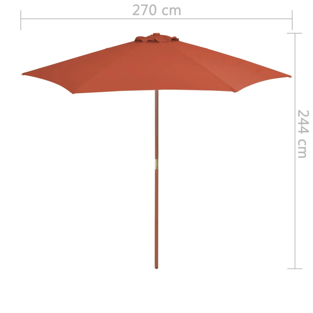 Ombrellone da esterno con palo in legno 270 cm arancione 02_0008247