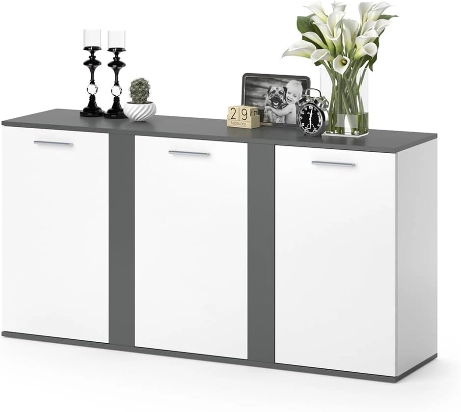Credenza Novelli, Antracite, 40 x 80 cm con ante, adatto per riporre abiti e oggetti per la casa
