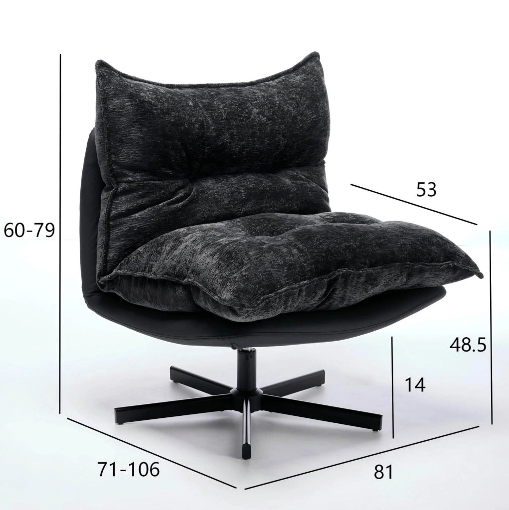 Poltrona relax girevole grigio scuro con schienale regolabile