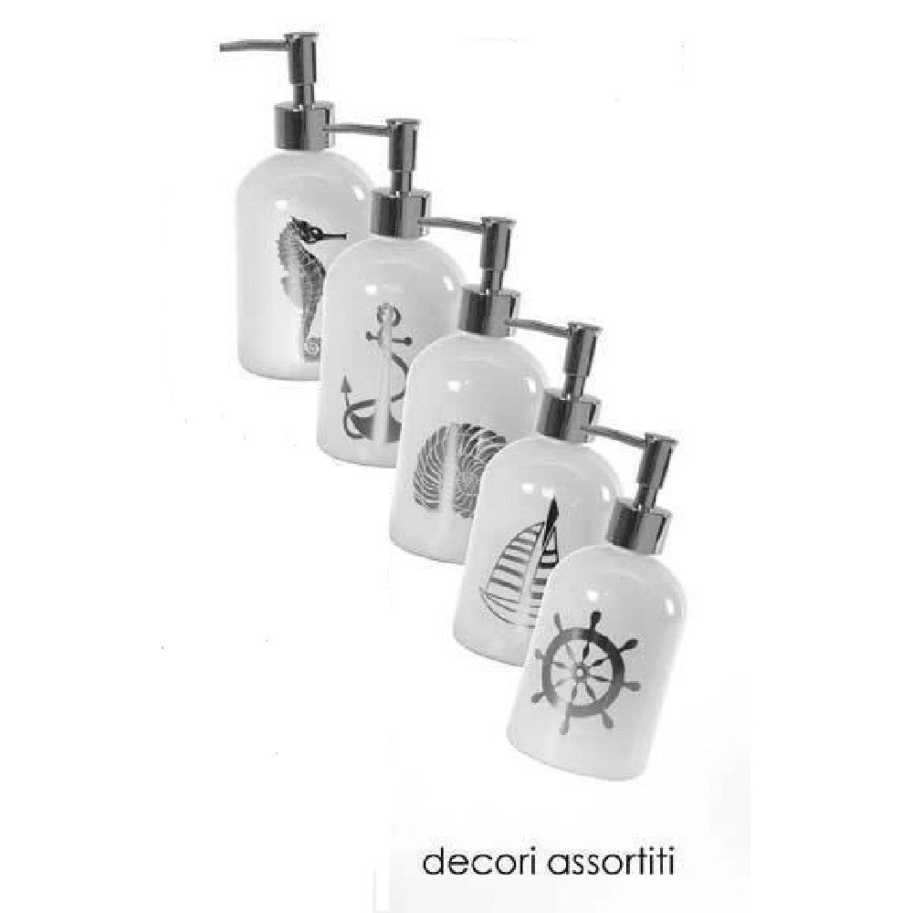 Trade Shop - Portasapone Liquido Dosatore Silver 450 Ml 8x18cm Vetro Decori Assortiti 775666 -
