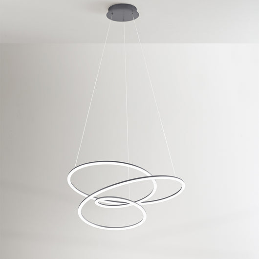 Sospensione Moderna Spira Metallo Grigio Acrilico Led 96W 3000K
