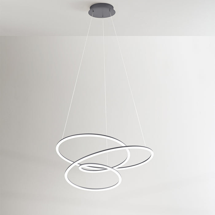 Sospensione Moderna Spira Metallo Grigio Acrilico Led 96W 3000K