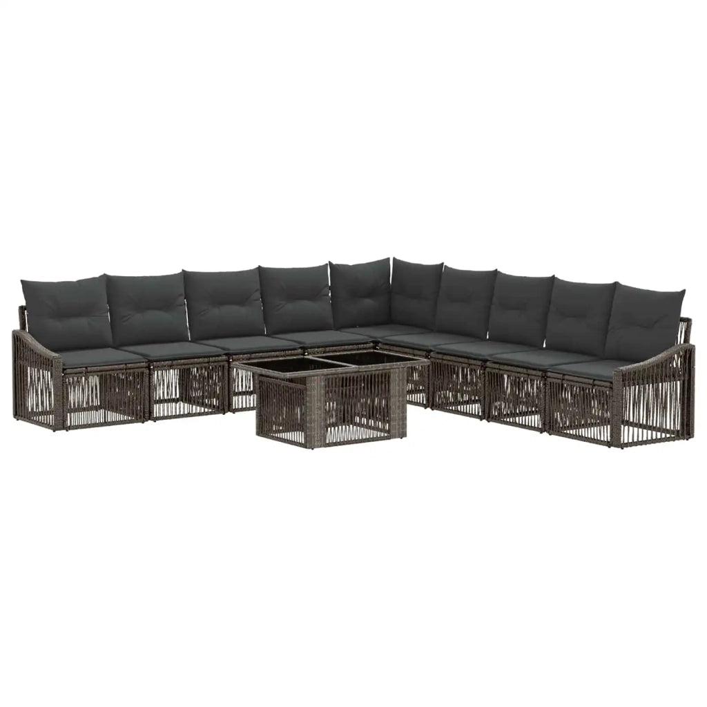 Set Divano da Giardino 10 pz Grigio e Grigio Scuro polyrattan 3437261