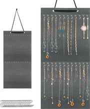 Organizzatore di accessori da orecchio - Grigio 38 x 79 cm - Custodia per anelli, orecchini, collane e bracciali - Contenitore di stoccaggio con 24 ganci.