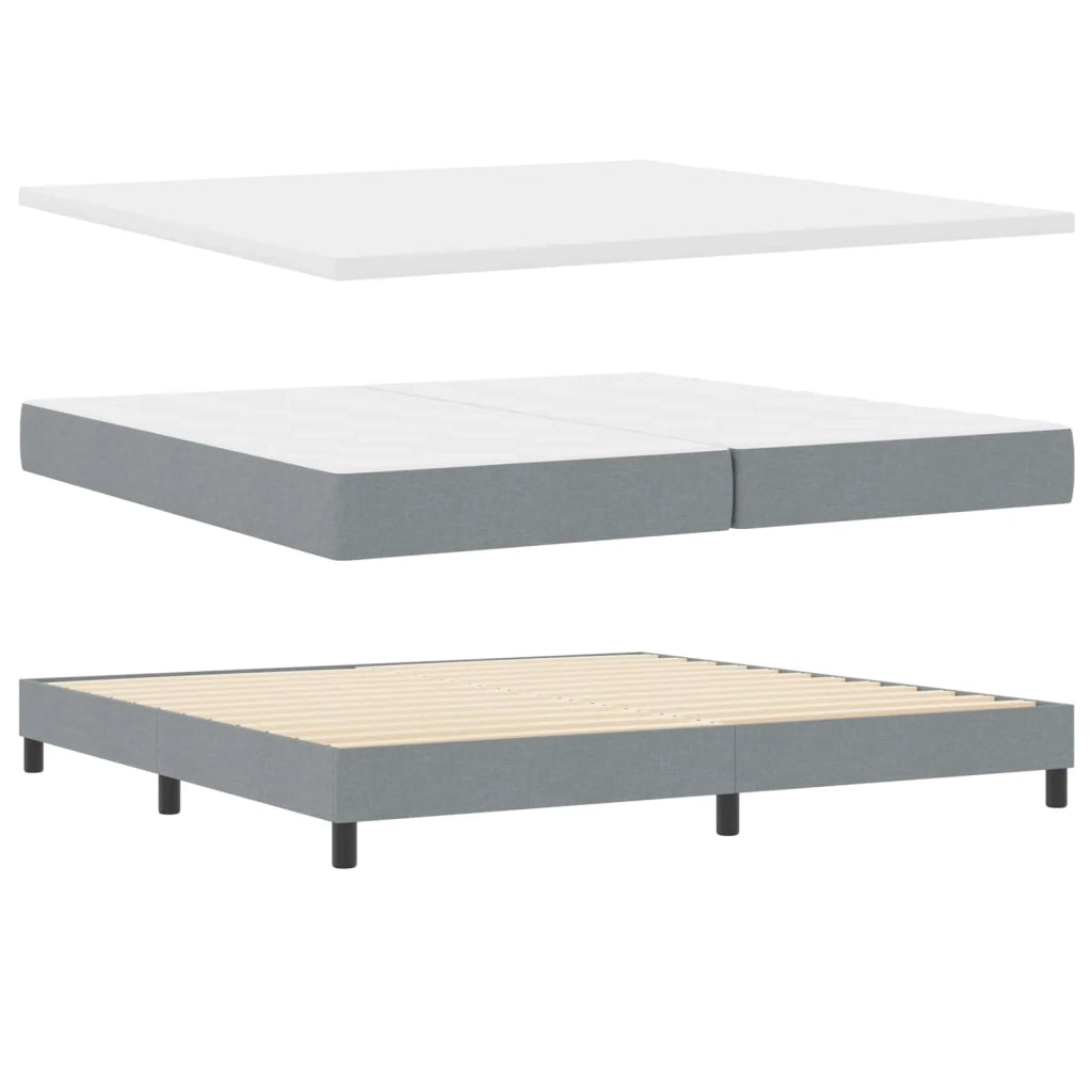 Letto a molle con testiera Grigio chiaro 200 x 200 cm Tessuto 3340045
