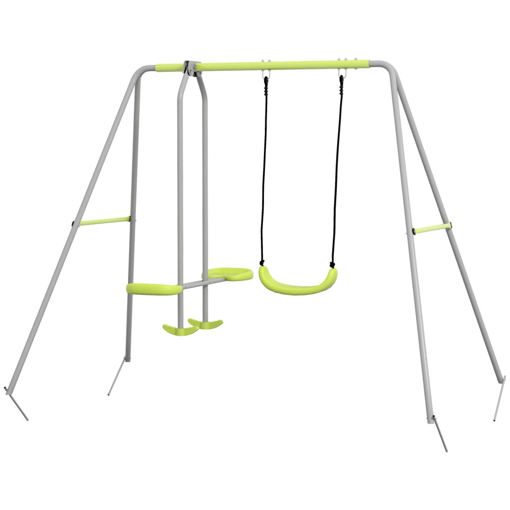 Altalena 2 posti con portico ¨C zephmum ¨C 255x160x180 cm verde grigio