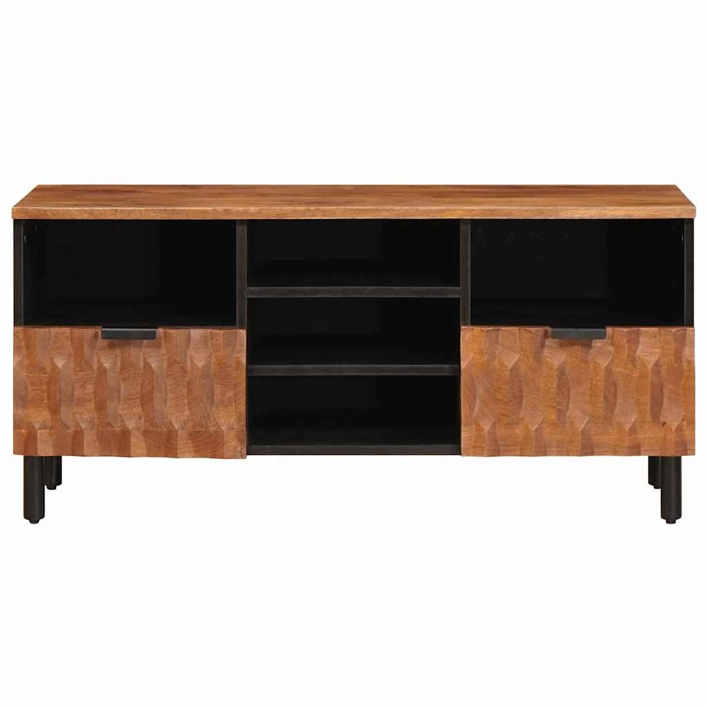 Mobile porta TV rettangolare con cassetti e ripiani soggiorno moderno 100 x 33,5 x 46 cm legno di mango marrone 02_0057779