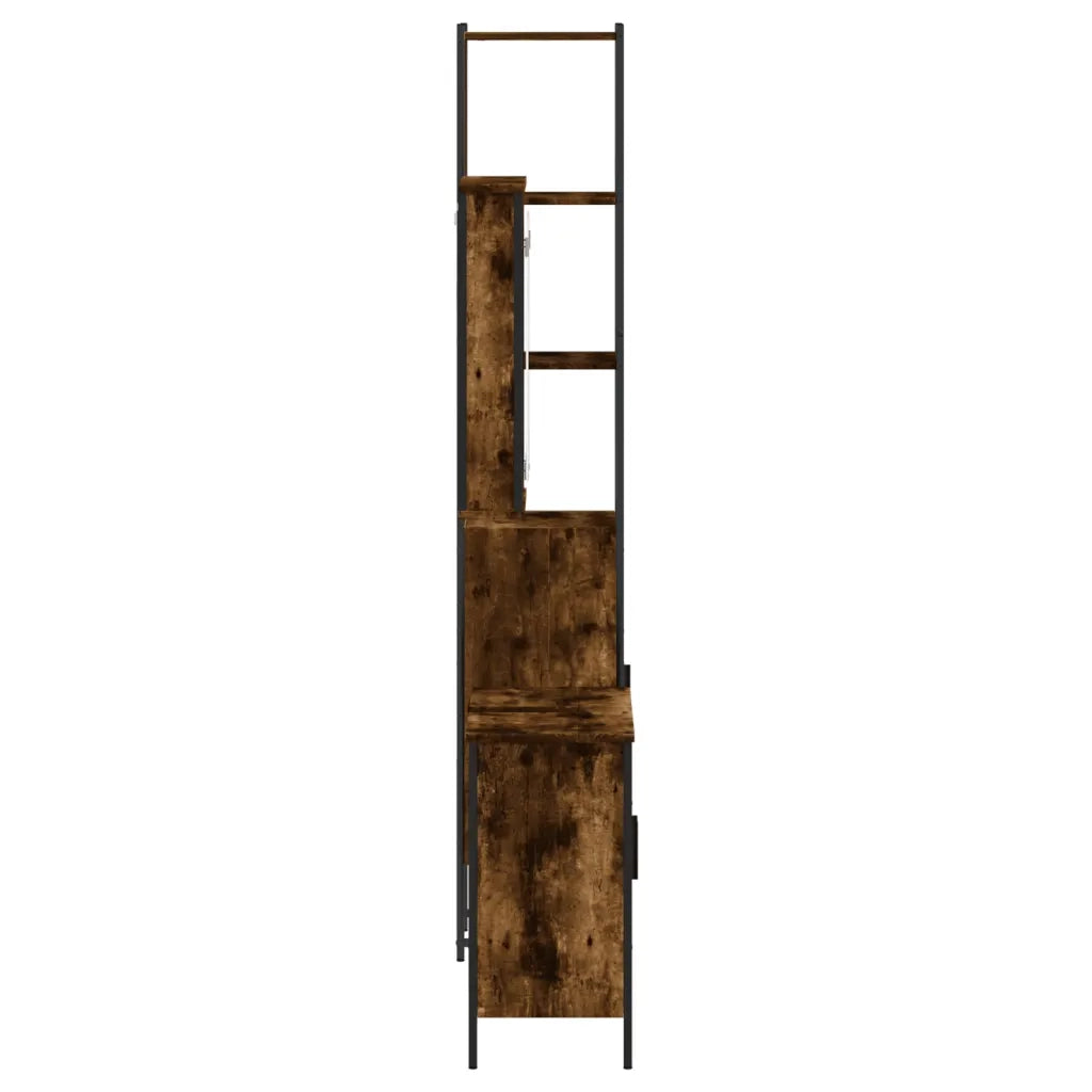 Set Mobili da Bagno | Armadio da bagno 3 pz Rovere Fumo in Legno Multistrato