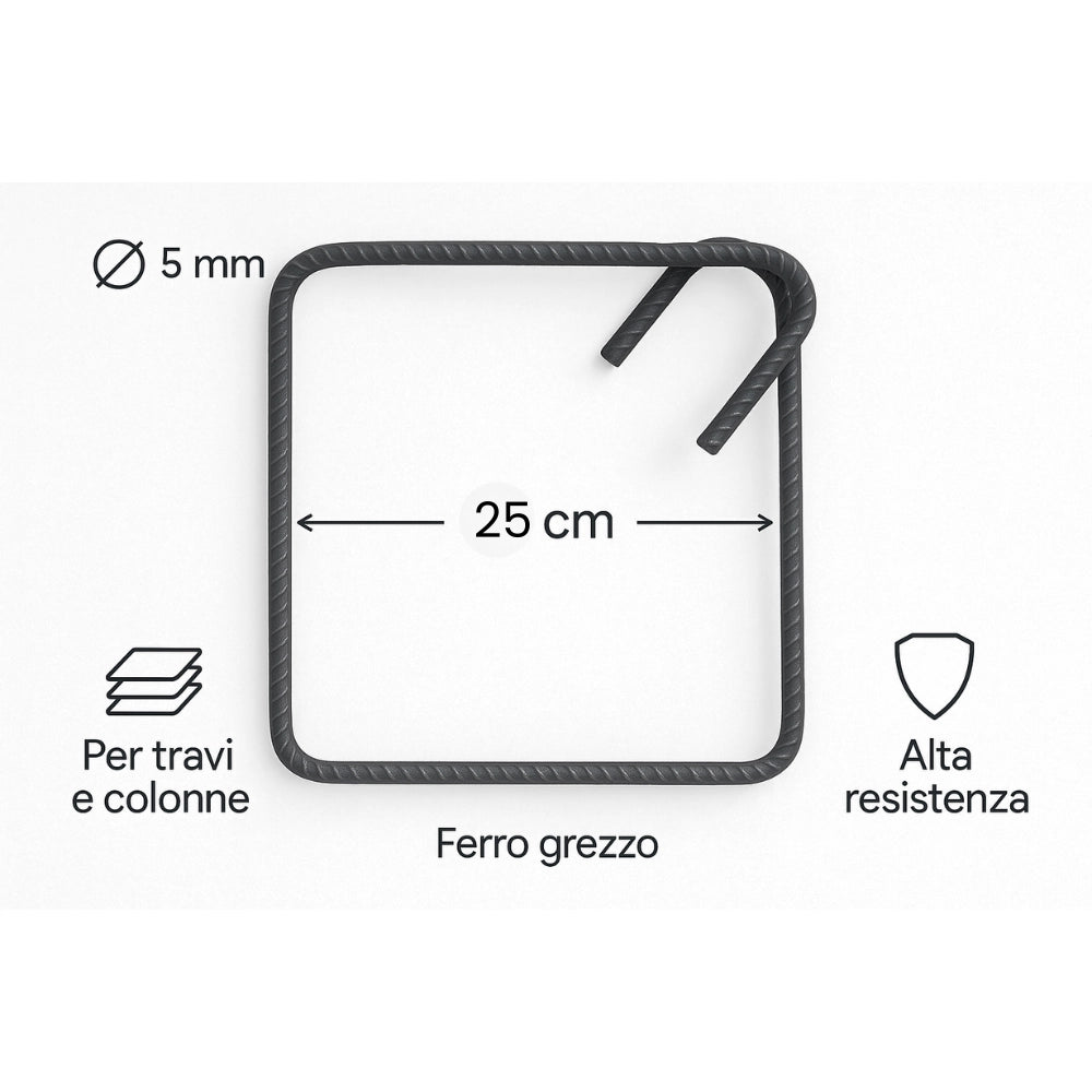 Staffe antisismiche armatura ferro 25x25 cm strutture cemento formati multipli *** pezzi 5, confezione 1