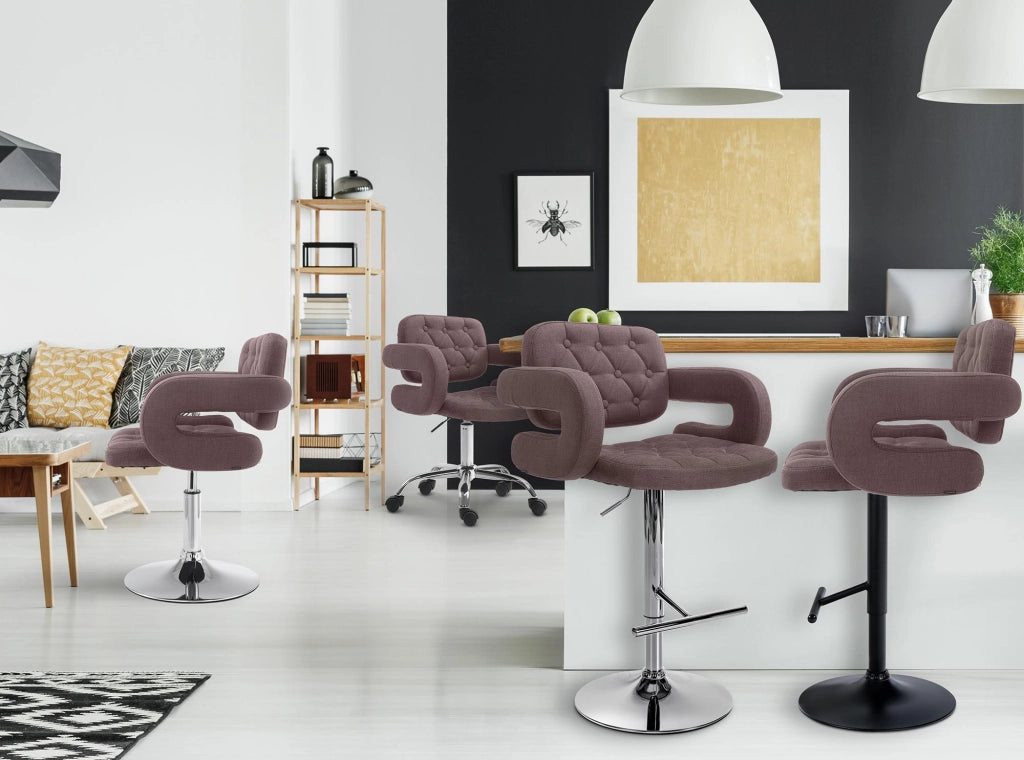 Sgabello Dublin in tessuto marrone,cromo
