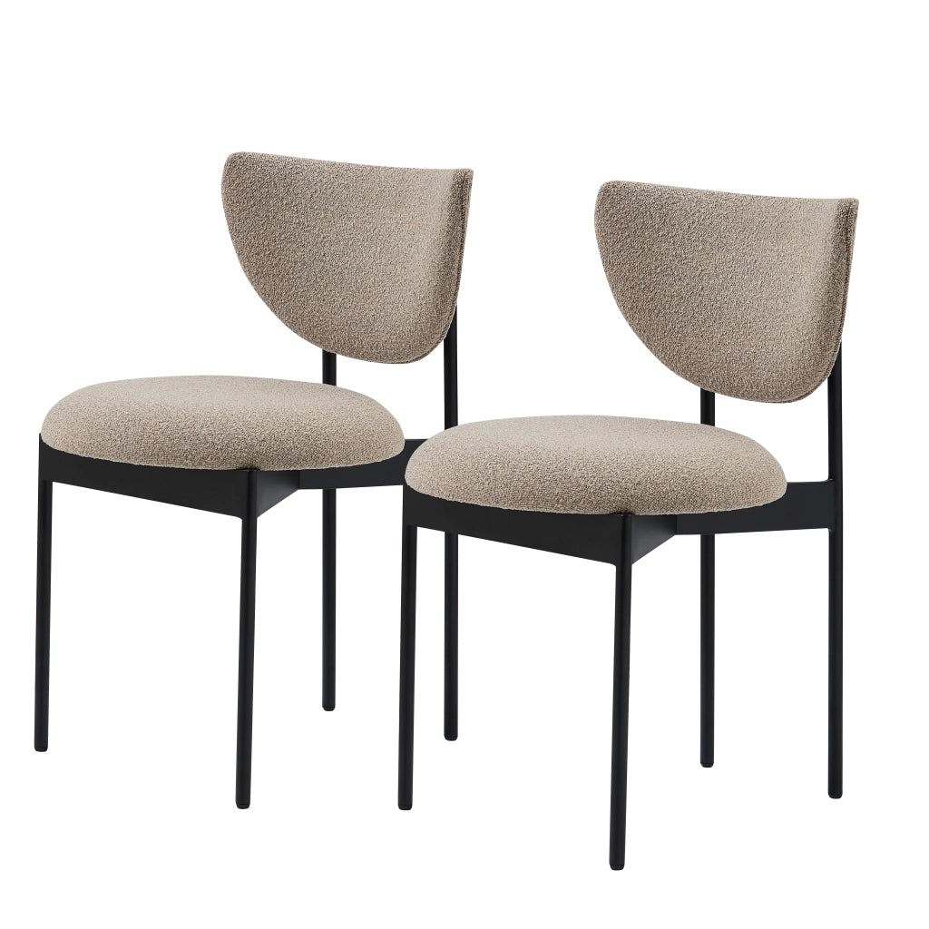 Sedia da Pranzo Set da 2 con Design Senza Braccioli Salvaspazio, in Tessuto e Metallo Beige 56 × 48 × 72 cm