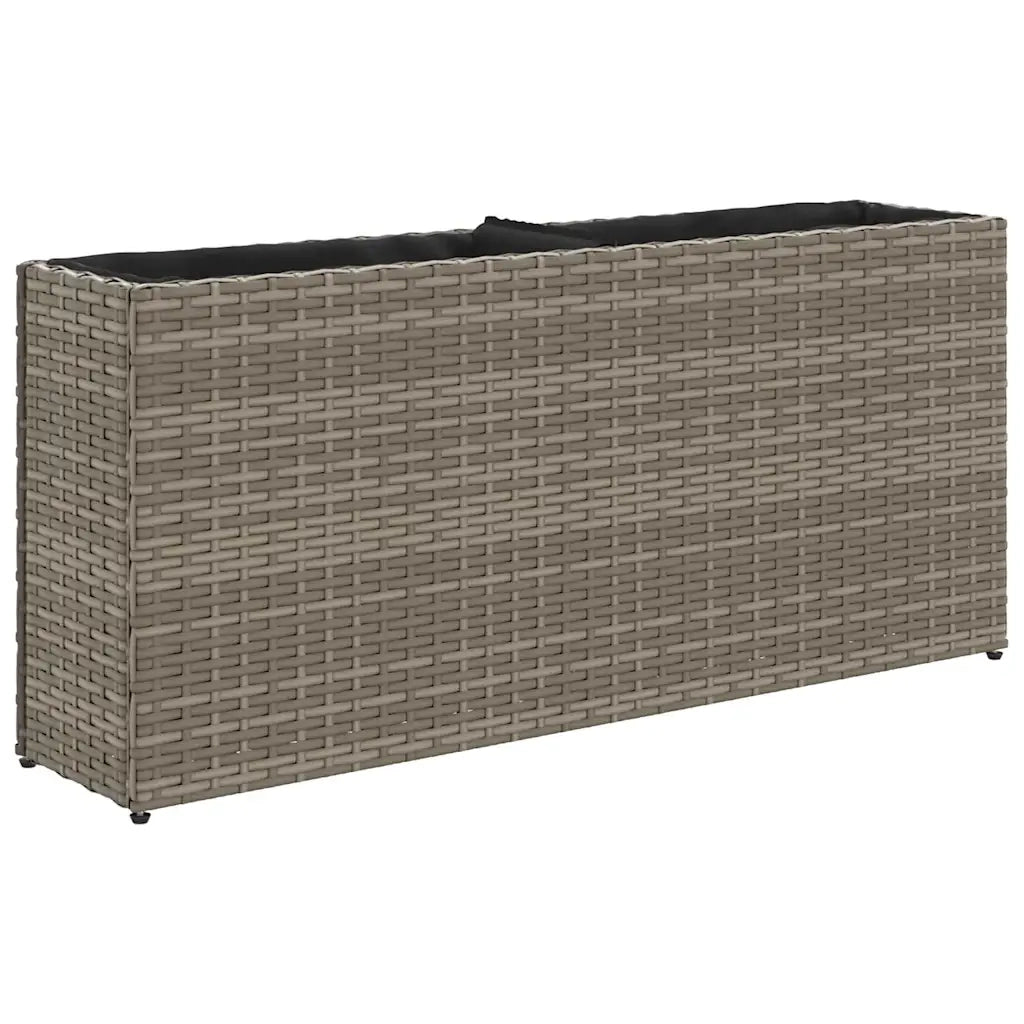 Fioriere da Giardino con 2 Vasi Grigie 90x20x40cm in Polyrattan 3210515