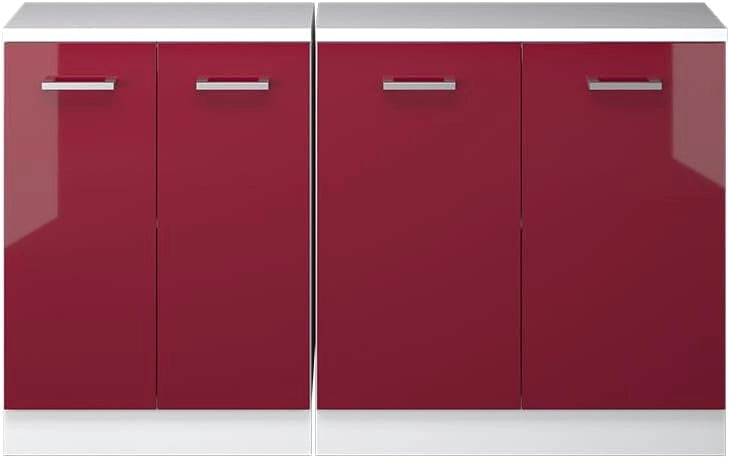 Set di mobili sottotetto Rion, Rosso lucido, 140 cm Set di 2 carcasse armadio profondità 60 cm, adatto per il salvaspazio sotto tetti spioventi