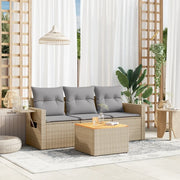 Set Divano da Giardino 4 pz con Cuscini-Sofa da Giardino-Divanetto da esterno Beige Misto Polyrattan 978419