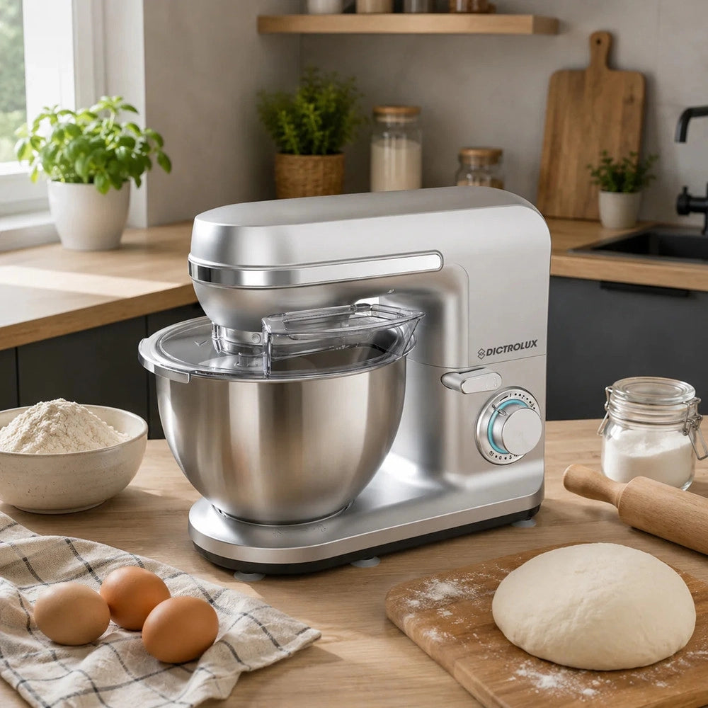 Trade Shop - Impastatrice Planetaria Cucina Multifunzione Con Ciotola Acciaio 6,2lt 1300w Manopola Led -