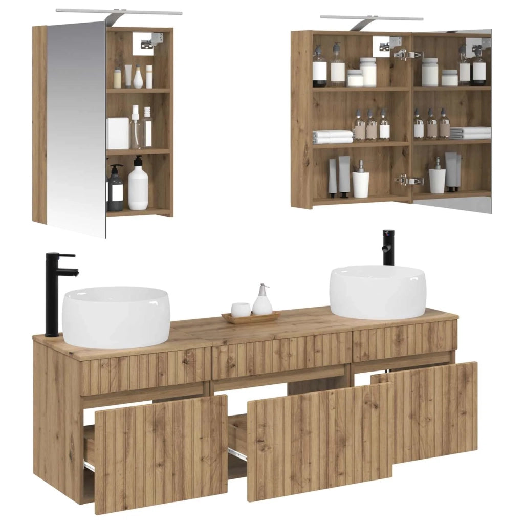 Set di Armadi da Bagno 5 pcs Rovere Artigianale 3406638