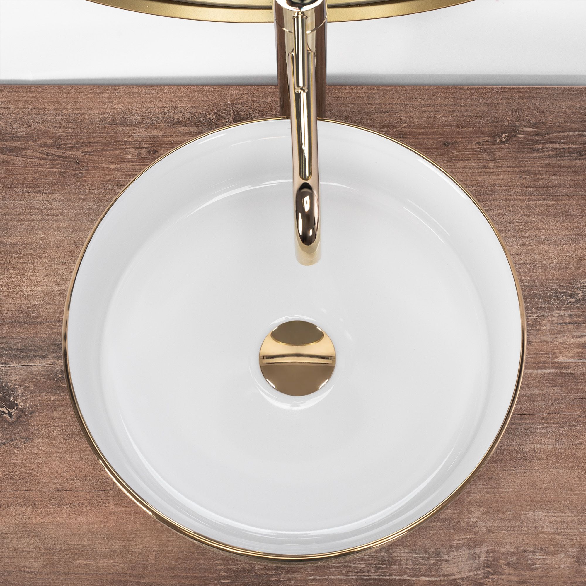 Lavabo Da Appoggio Rea Sami White Brush Gold