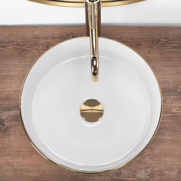 Lavabo Da Appoggio Rea Sami White Brush Gold