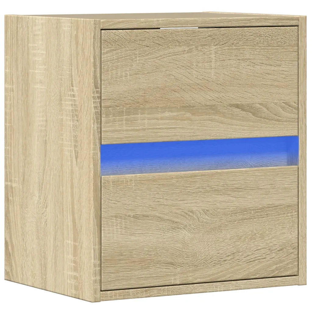 Mobile TV a Parete con Luci LED Rovere Sonoma 41x31x45 cm 852275