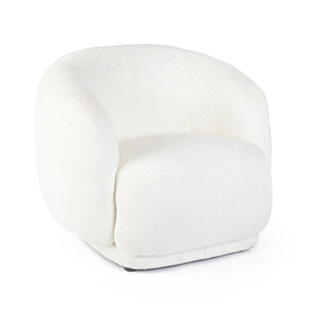 Poltrona Imbottita con Rivestimento Bouclé Effetto Lana - THEA