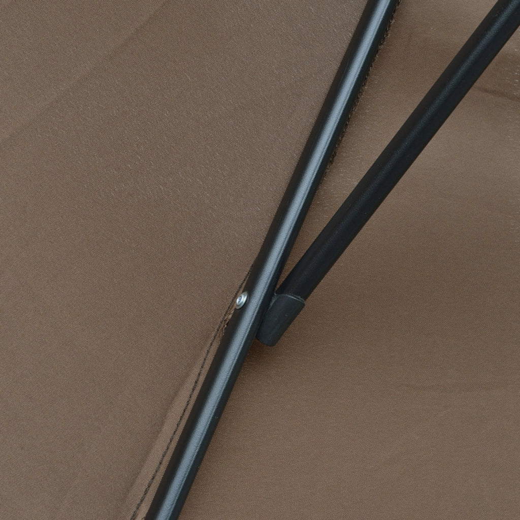 Parasole a sbalzo con manovella diametro 3x2.5 m telaio in acciaio tessuto poliestere colore caffè resistente per giardino e terrazza