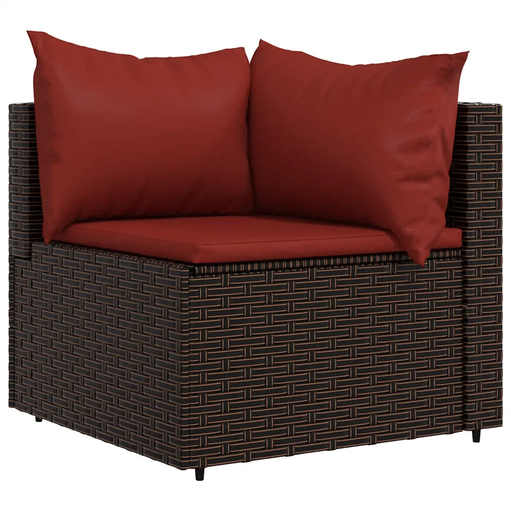 Set Mobili da Giardino 4 pz con Cuscini in Polyrattan Marrone 319816