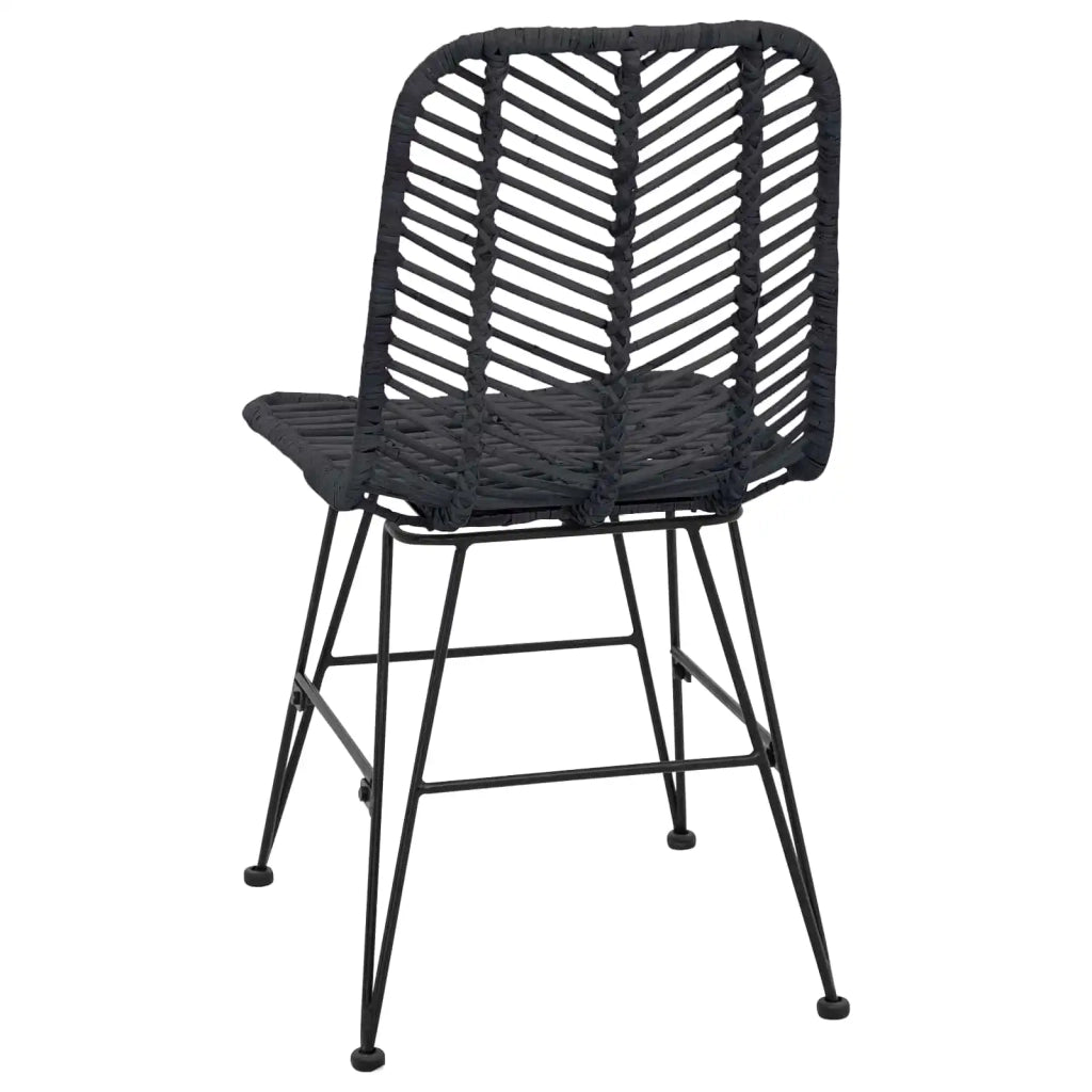 Sedia da pranzo 2 pcs Nero 44 x 47 x 85 cm Rattan e Ferro 42011551