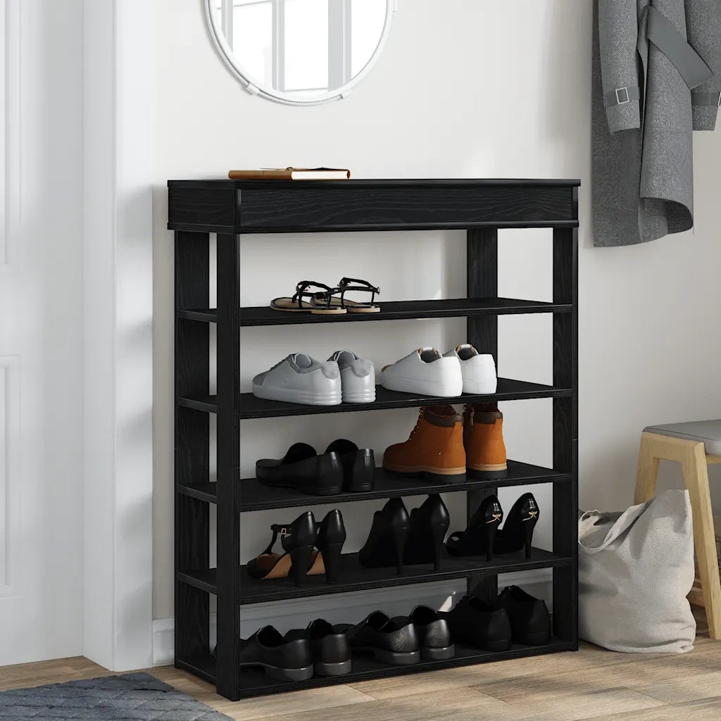 vidaXL Scarpiera Nera 80x30x98 cm in Legno Multistrato