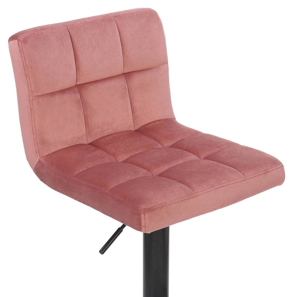 Sgabello imbottito bar Feni in velluto rosa