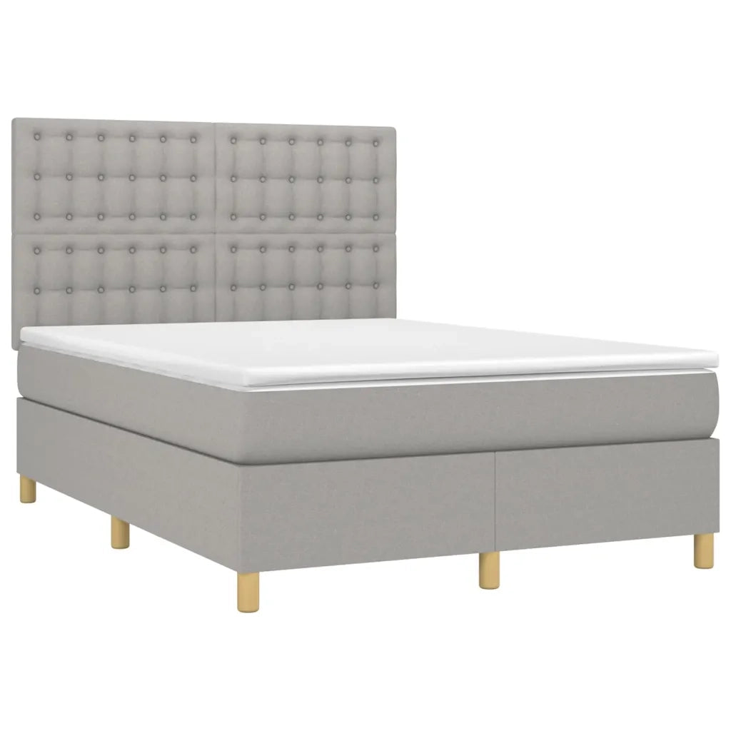 Letto a Molle Materasso e LED Grigio Chiaro 140x200 cm Tessuto 3135757