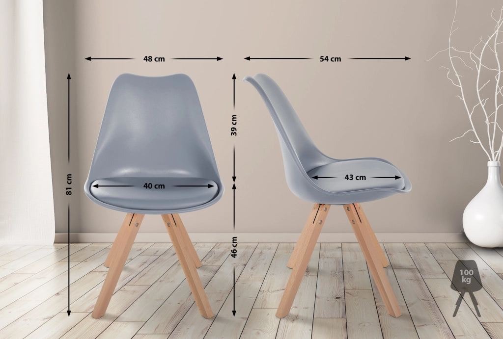 Sedia Sofia in plastica grigio,natura (quadrato)