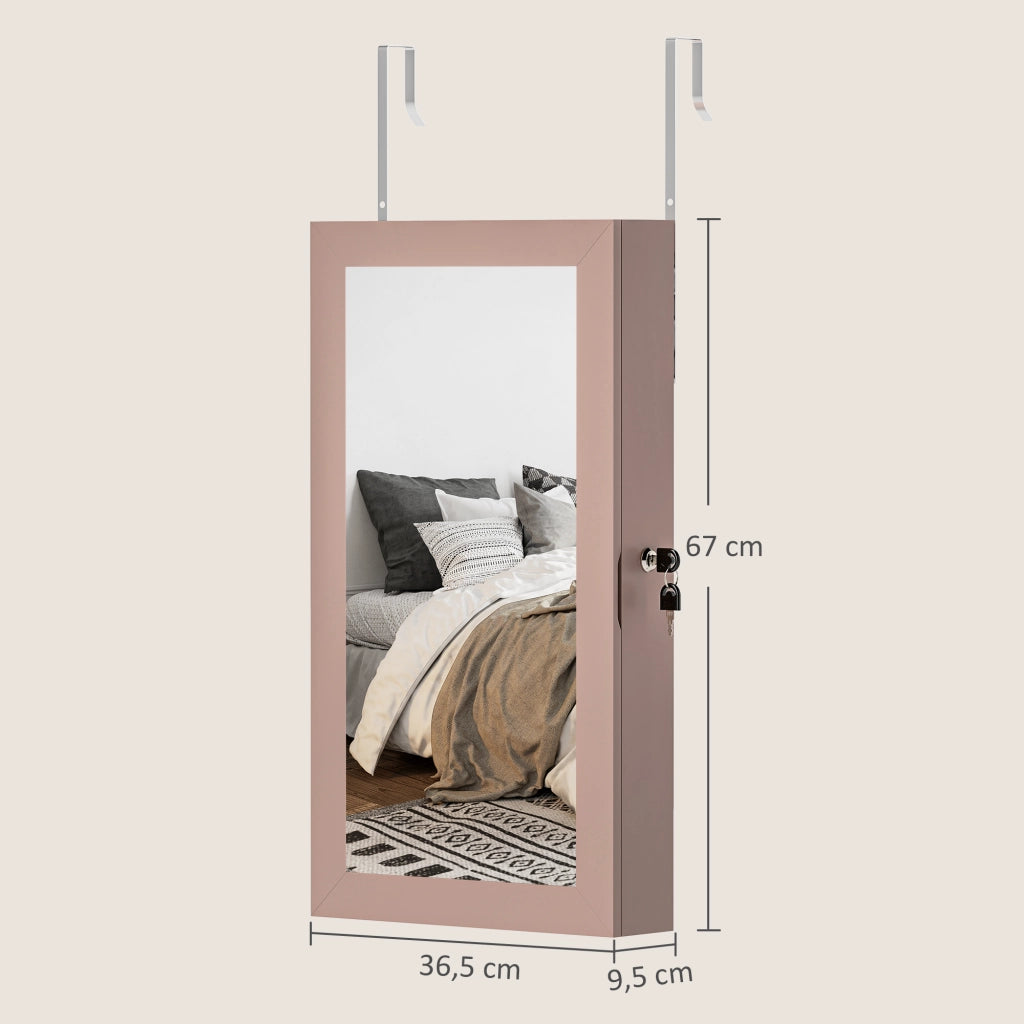 Specchio Cassettiera da Parete con Cassetti e Chiusura ¨C Zephmum ¨C Rosa e Beige