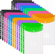 Documentario A4 24 posizioni con chiusura a pressione trasparente 6 colori Documentario A4 con chiusura a pressione e spazio per etichetta