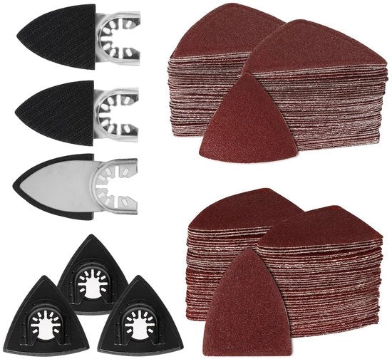 Set di schiume per raschiatura a 156 pezzi - Set di carta vetrata 60#/80#/100#/120#/240# - Dischi di raschiatura a tre angoli - Pads di raschiatura per dita - 80x80x80mm/50x50x40mm
