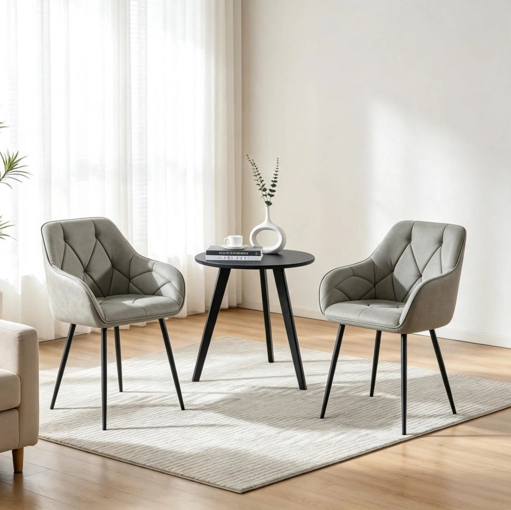 Set di 2 sedie da pranzo ergonomiche grigio scuro