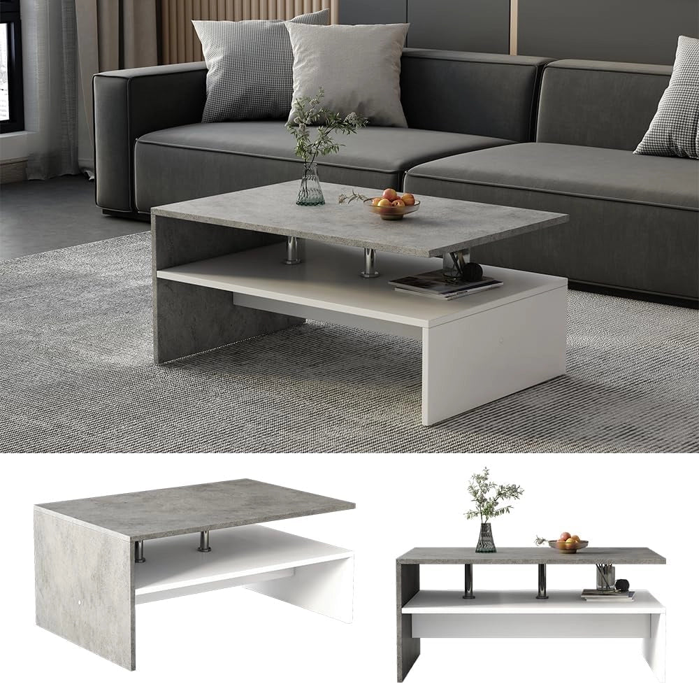 Vicco Tavolino da salotto Mike, Calcestruzzo, 90 x 60 cm, adatto per riporre riviste e telecomandi